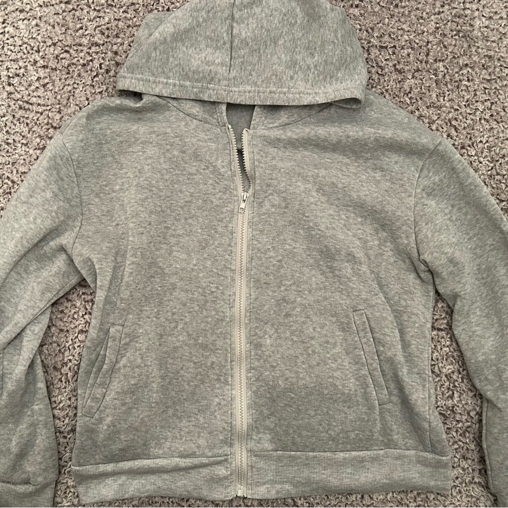 Gray Hooded Zip Up